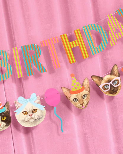 Happy Birthday Cat Party Banner