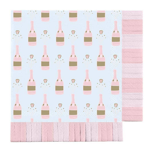 Fringe Napkins - Champagne Bottle Pattern