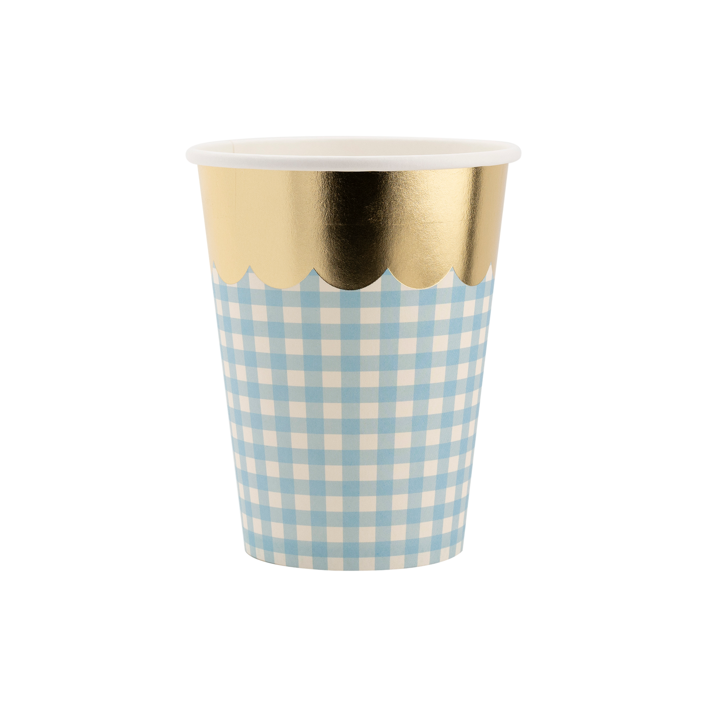 Gingham Cups with Gold Scallop