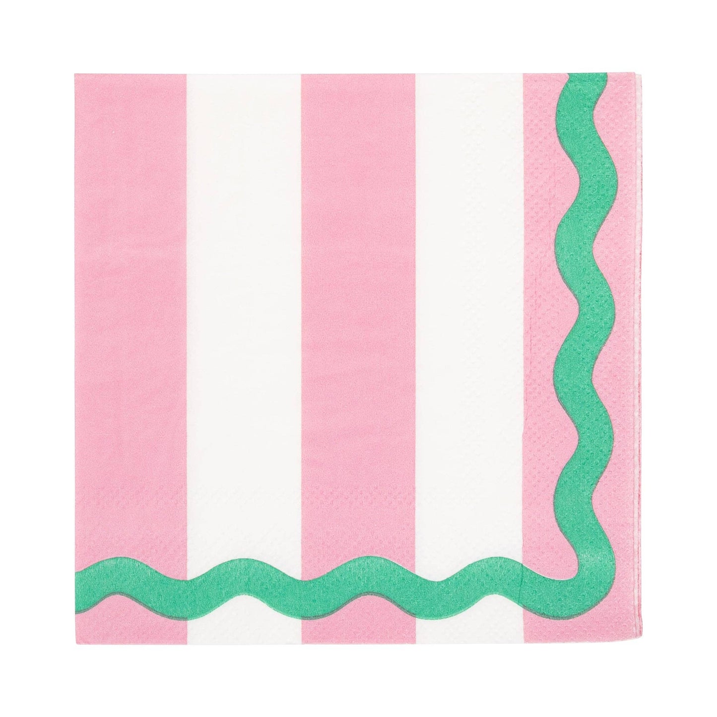Pink and Green Stripes and Ric Rac Cocktail Napkin