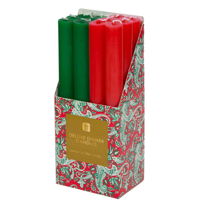 Inner Red and Green Dinner Candles - Christmas Décor