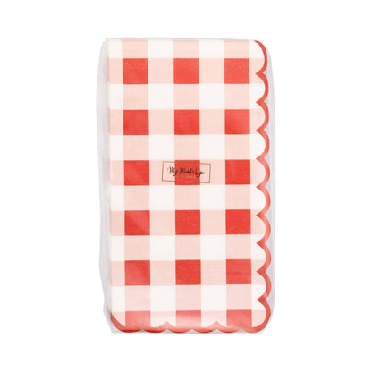 Red Scallop Gingham Dinner Napkin