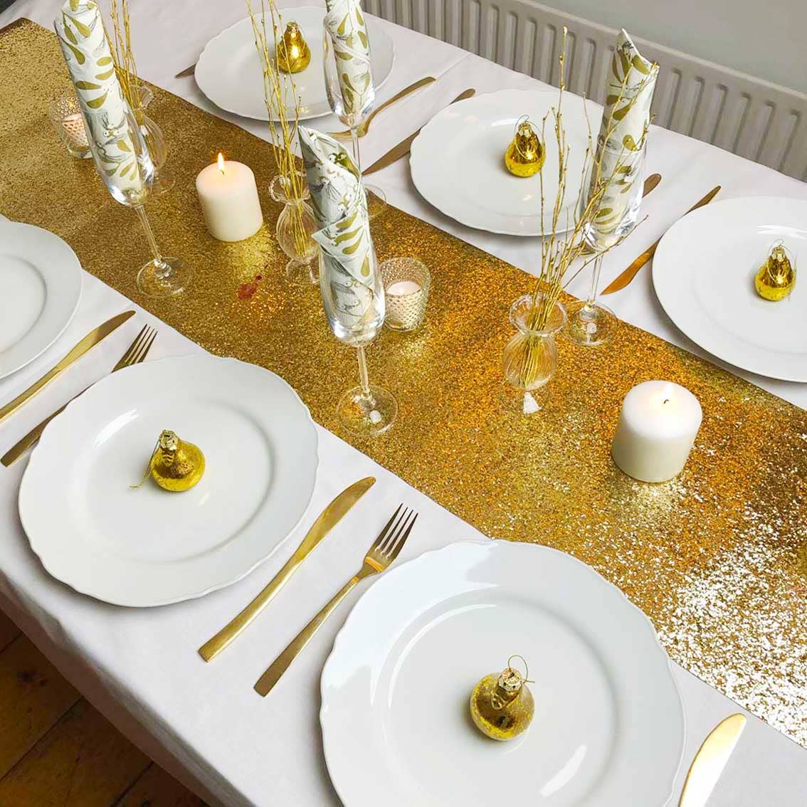 Gold Glitter Table Runner - 6ft