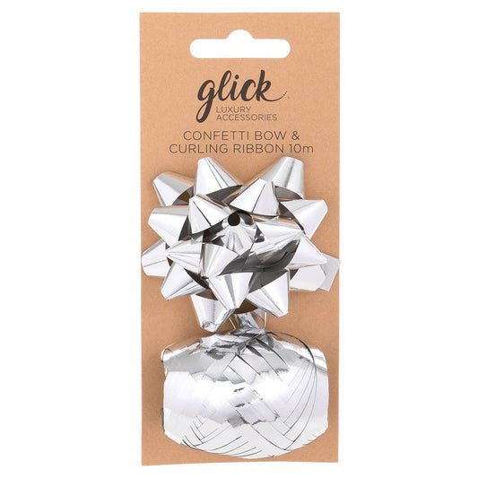 BOW & CURLING RIBBON MULTIPACK - METALLIC SILVER