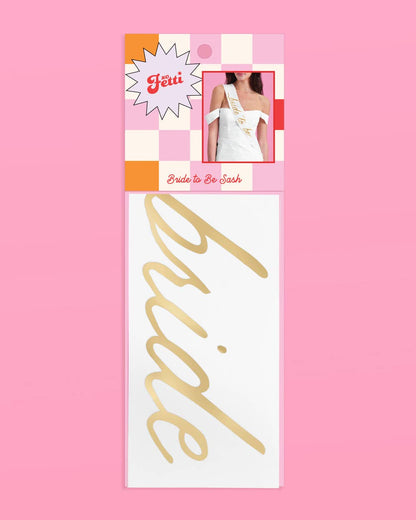 White and Gold Bride To Be Satin Sash
