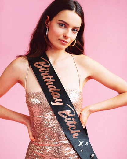 Birthday Party Black Glitter Sash