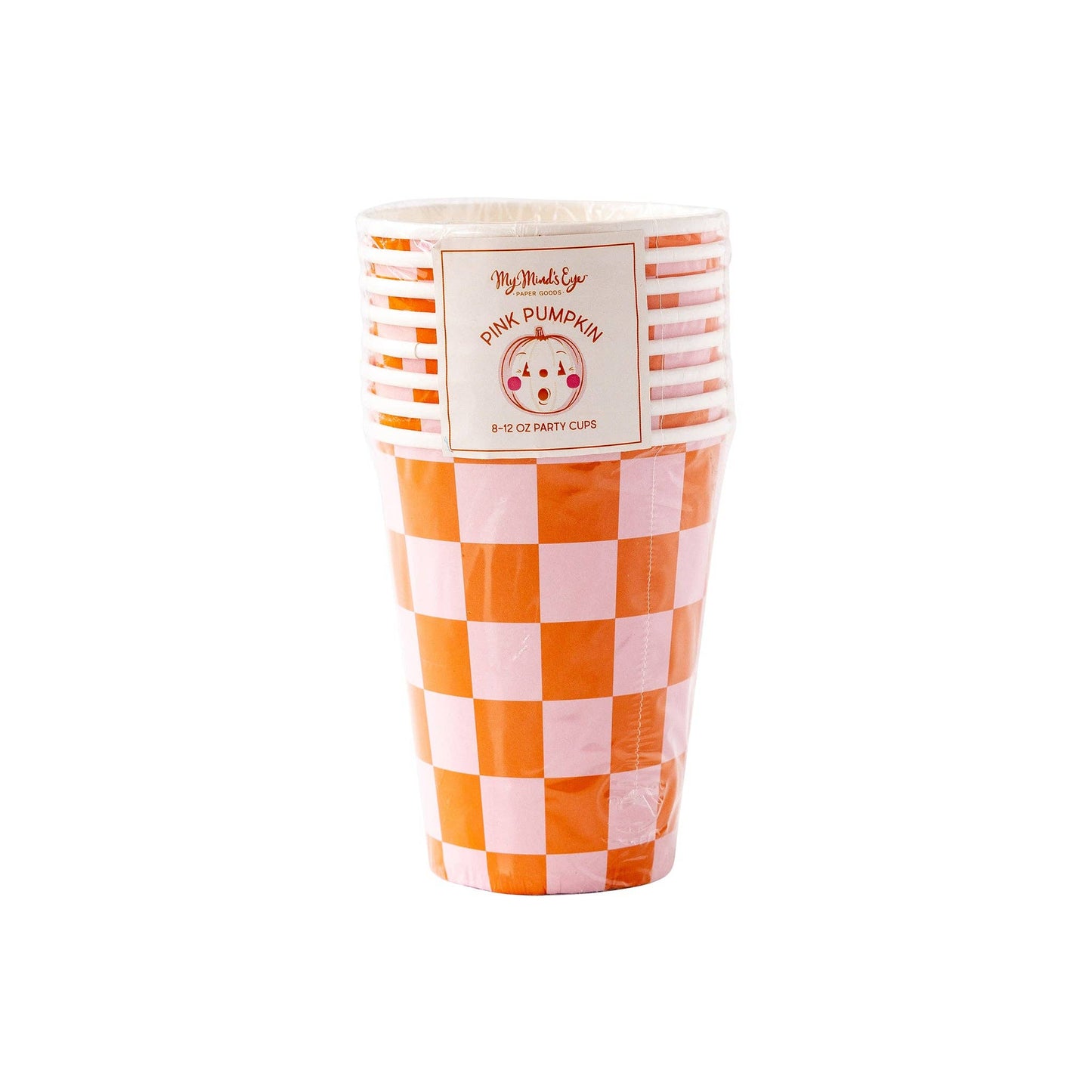 Orange and Pink Checked Party Cup