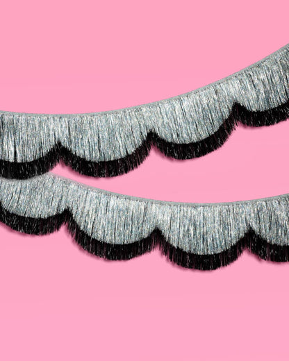 Black & Silver Scallop Fringe Banner