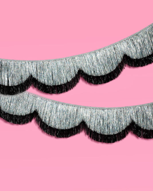 Black & Silver Scallop Fringe Banner