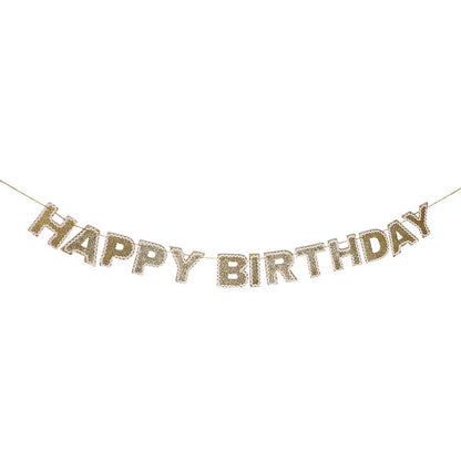 Happy Birthday Gold Reusable Banner