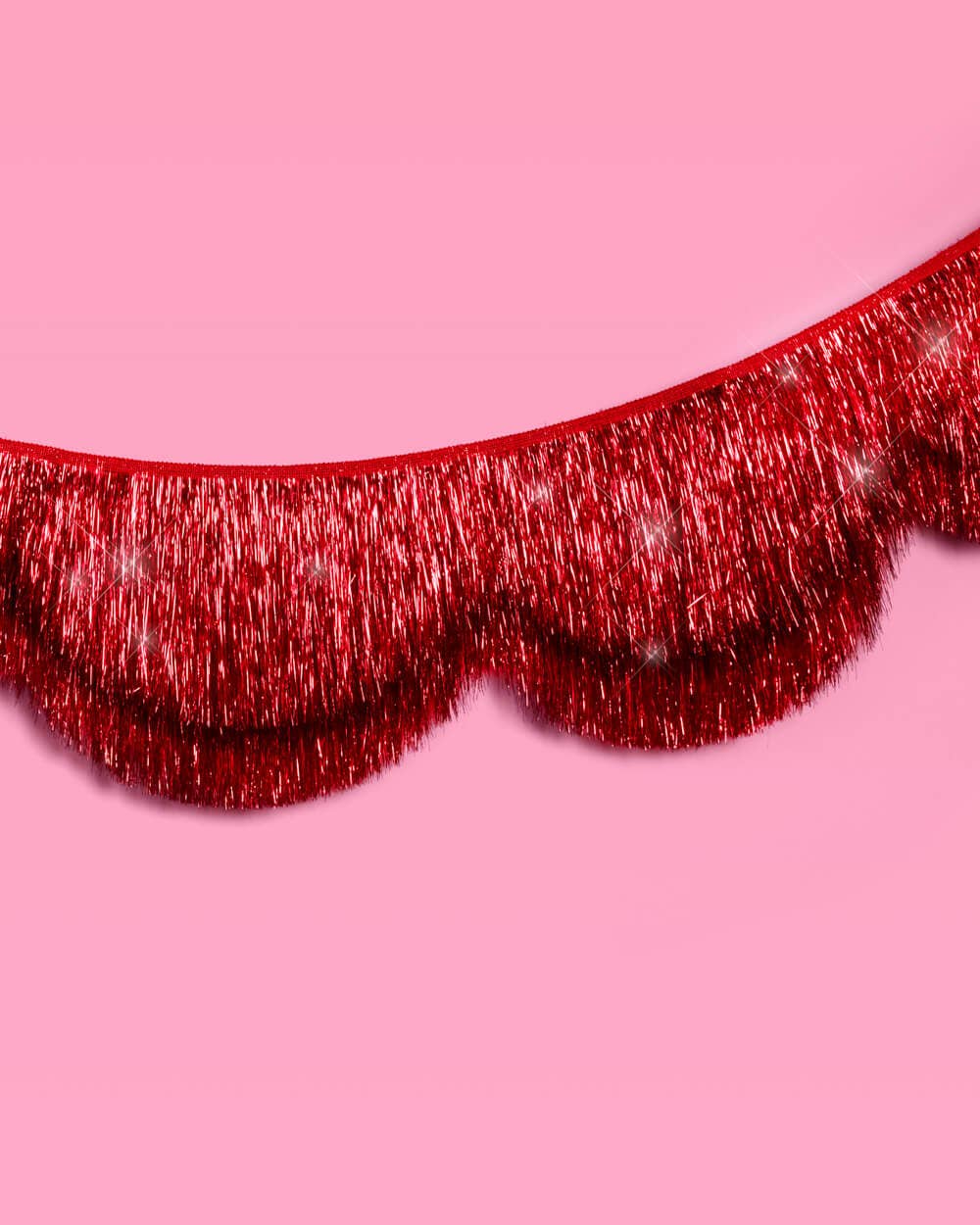Red Scallop Fringe Banner