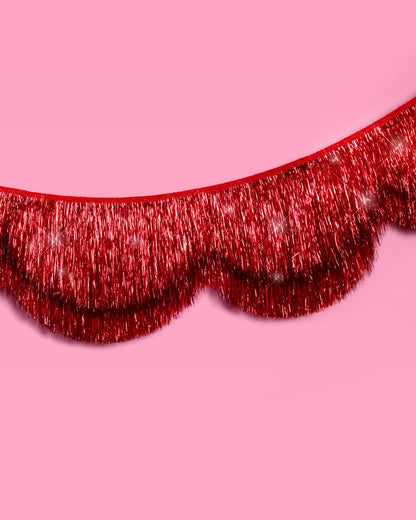 Red Scallop Fringe Banner
