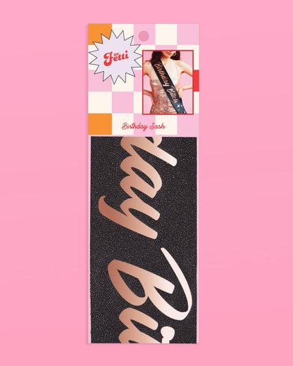 Birthday Party Black Glitter Sash