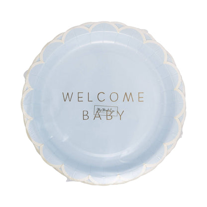 Welcome Baby Blue Plate