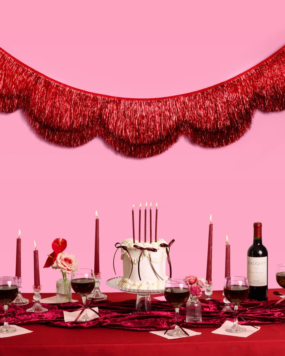 Red Scallop Fringe Banner