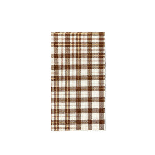 Harvest Brown Plaid Paper Dinner Napkin