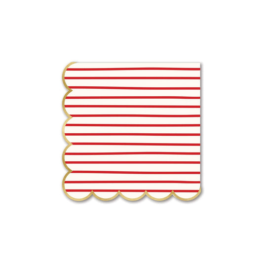 Holly & Stripes Scalloped Napkins