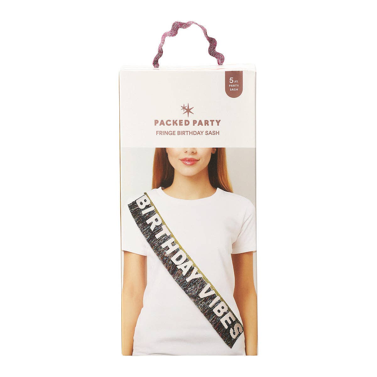 Birthday Vibes Tinsel & Glitter Sash