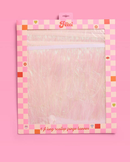 White Iridescent Scallop Fringe Banner