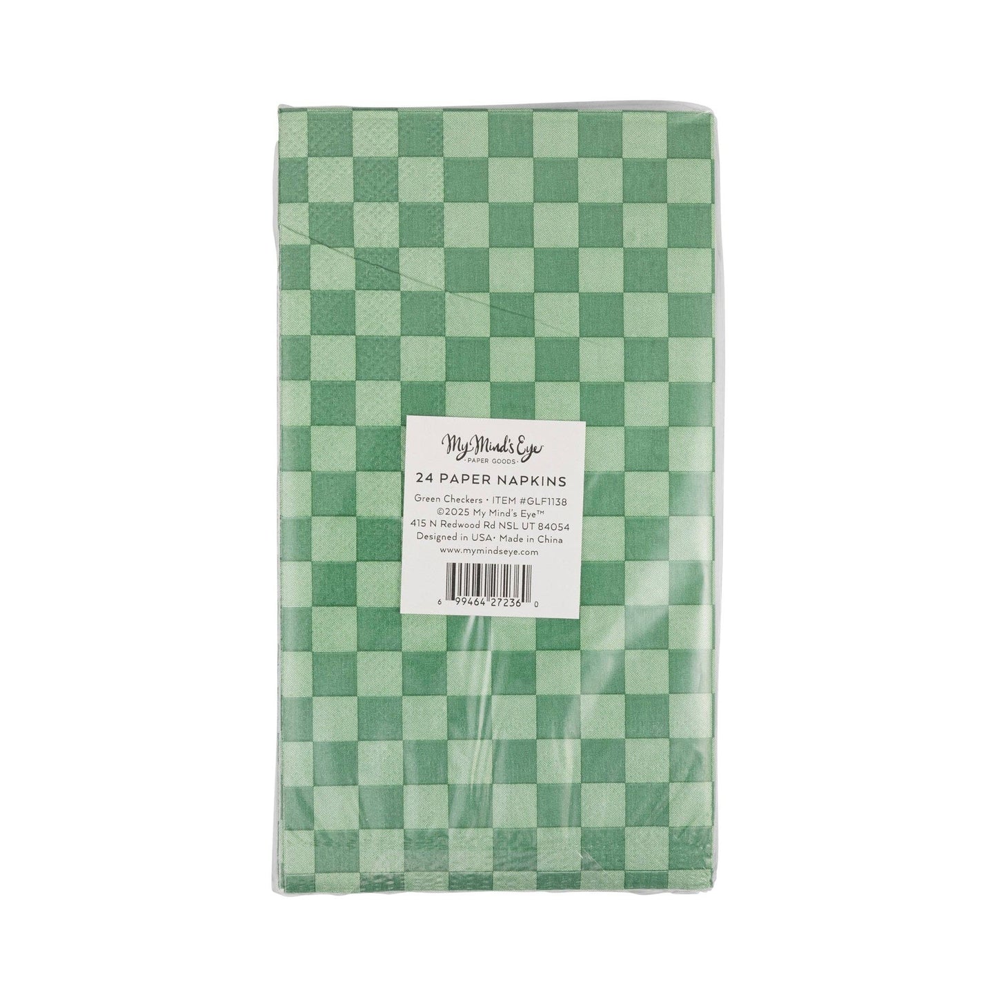 Green Checkers Paper Napkins