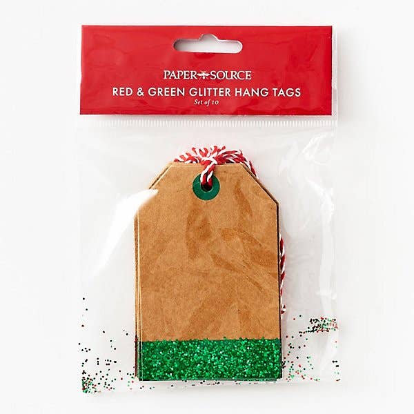 Red and Green Glitter Gift Tags