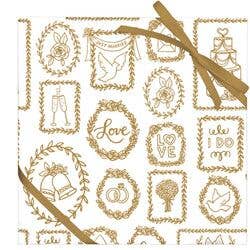 Gold Wedding Vignette Wrapping Paper