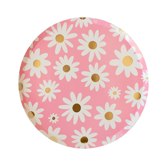 Daisy Paper Plates - Pink
