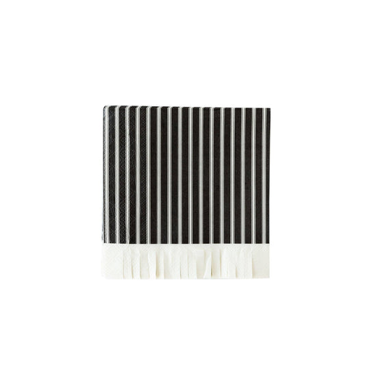 Black Striped Fringe Paper Napkins