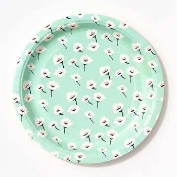 Daisy Paper Plates - Mint