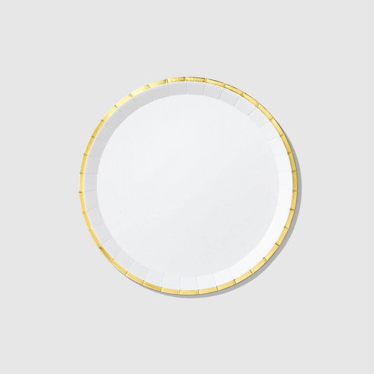 White and Gold Paper Plates - Large