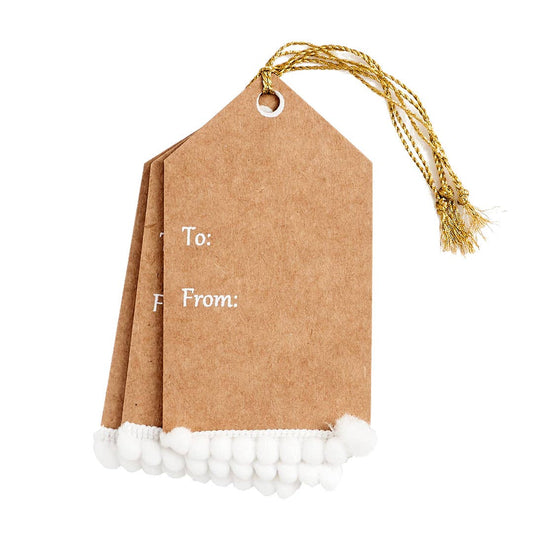White Pom Pom Gift Tags