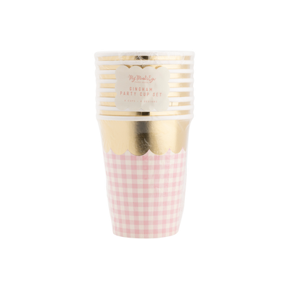 Gingham Cups with Gold Scallop