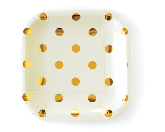 Cream Polka Dot Paper Plates