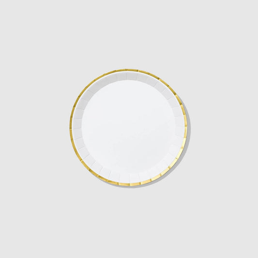 White and Gold Paper Plates - Small
