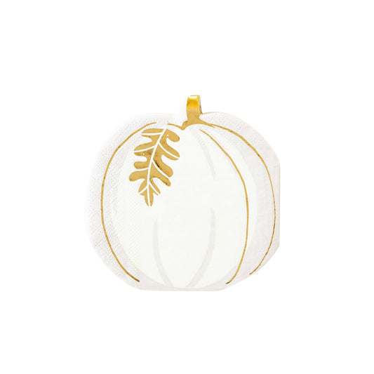 Gold Foiled White Pumpkin Shaped Paper Dinner Napkin