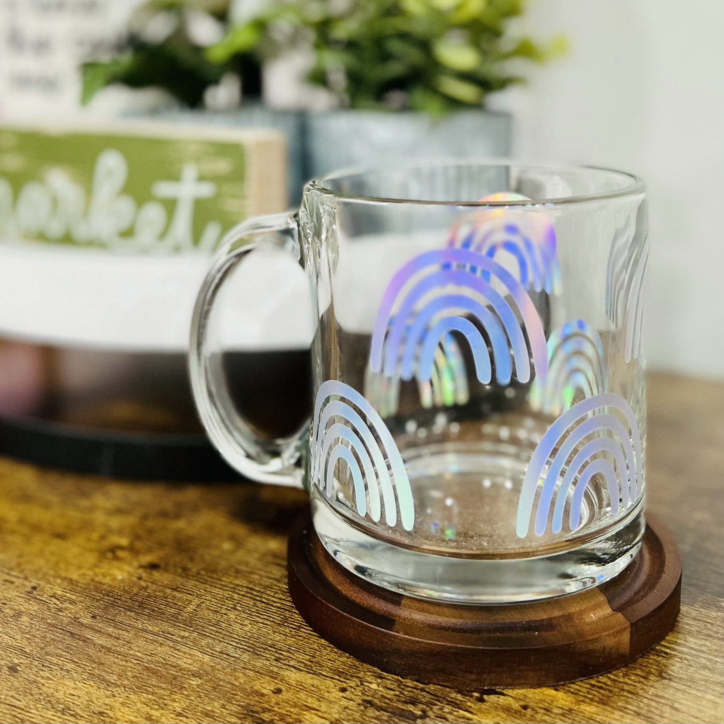 Rainbow Holographic Glass Mug
