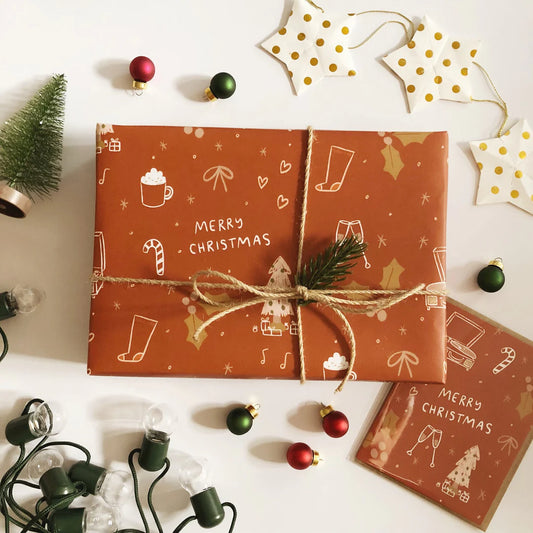 Cozy Rust Christmas Wrapping Paper