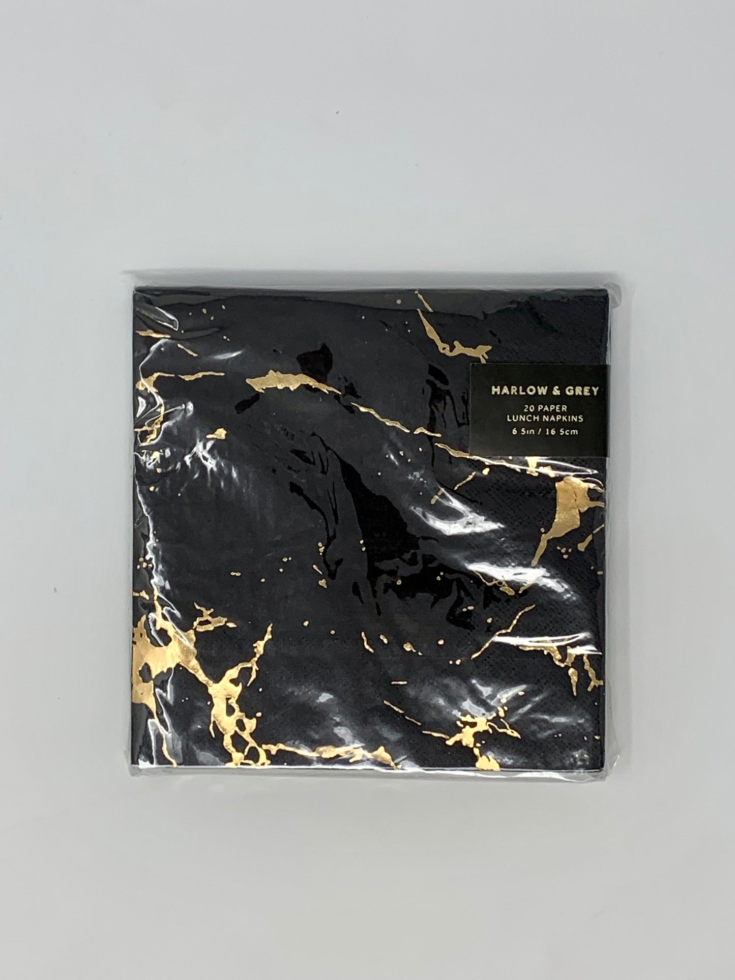 Black and Gold Marble Paper Napkins - Large