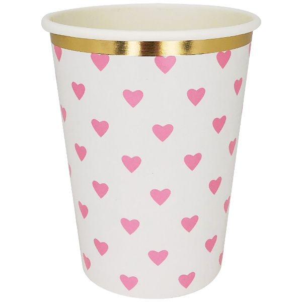 Hot Pink Hearts Paper Cups