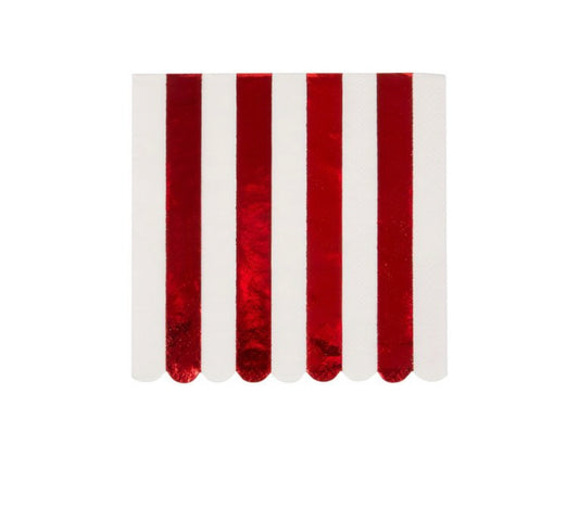 Shiny Red Stripe Small Napkins
