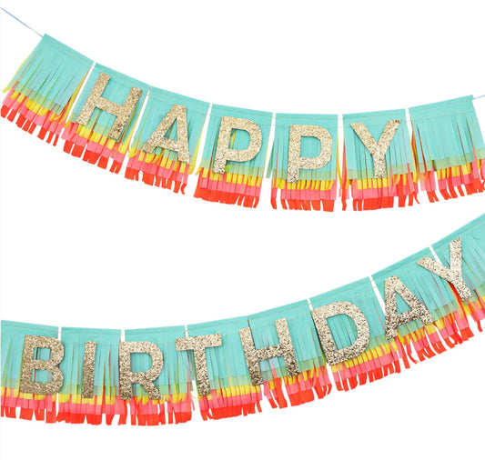 Rainbow Happy Birthday Fringe Banner