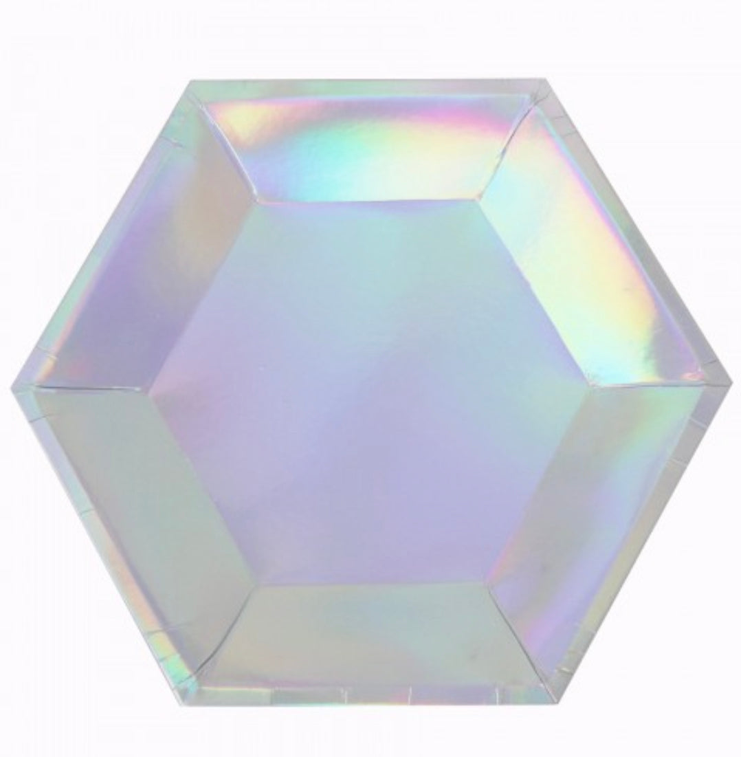 Iridescent Holographic Hexagon Plates