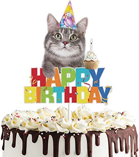 Happy Birthday Cat Cake Topper
