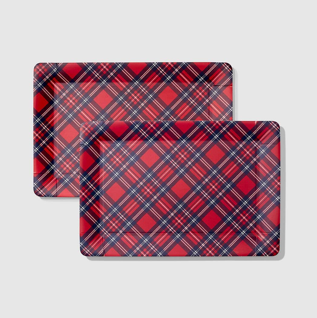 Plaid Holiday Serving Trays