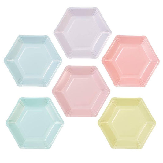 Pastel Hexagonal Paper Plates
